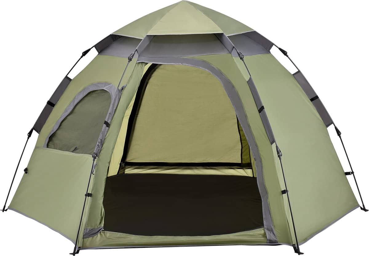 Tent Nybro automatisch 240x205x140 cm donkergroen. Ruime pop-up tent