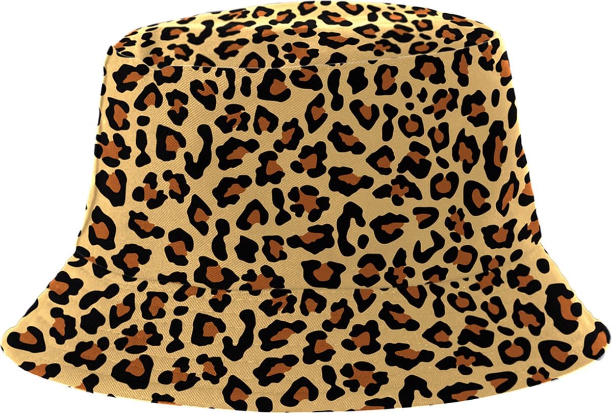Bucket Hat – Vissershoedje – Hoed – Panterprint. Dubbelzijdig vissershoedje
