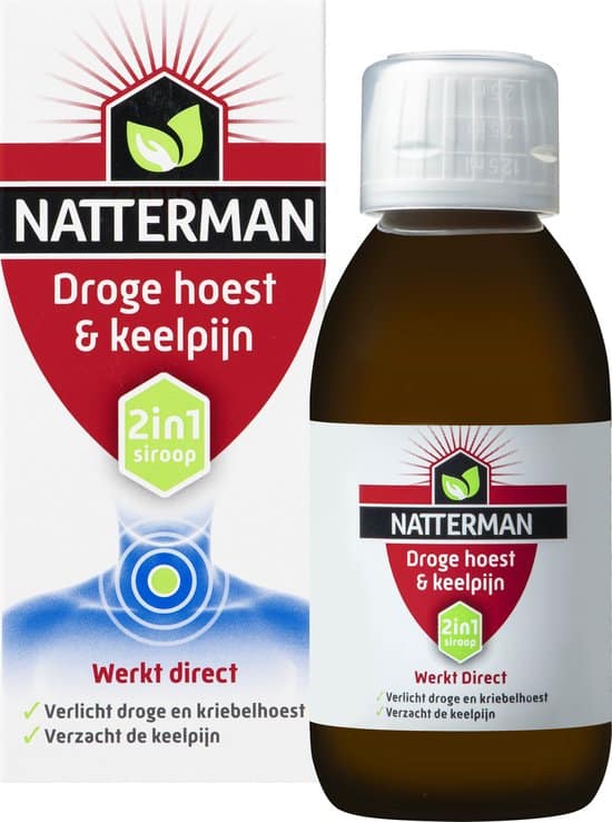 Natterman Droge Hoest + Keelpijn 2in1 Siroop 150ML. Directe werkende hoestsiroop