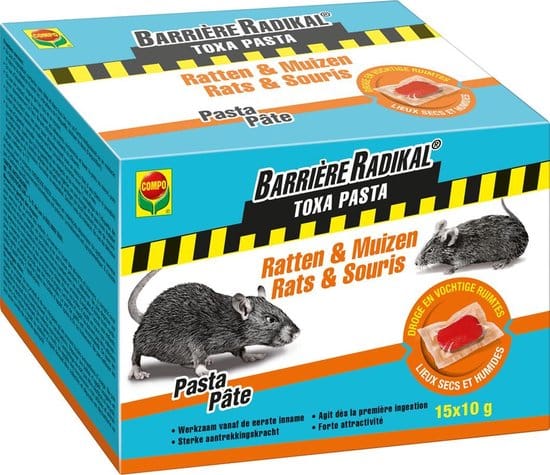 Barrière Radikal Toxa Pasta Ratten en Muizen 15X10GR. In handige zakjes