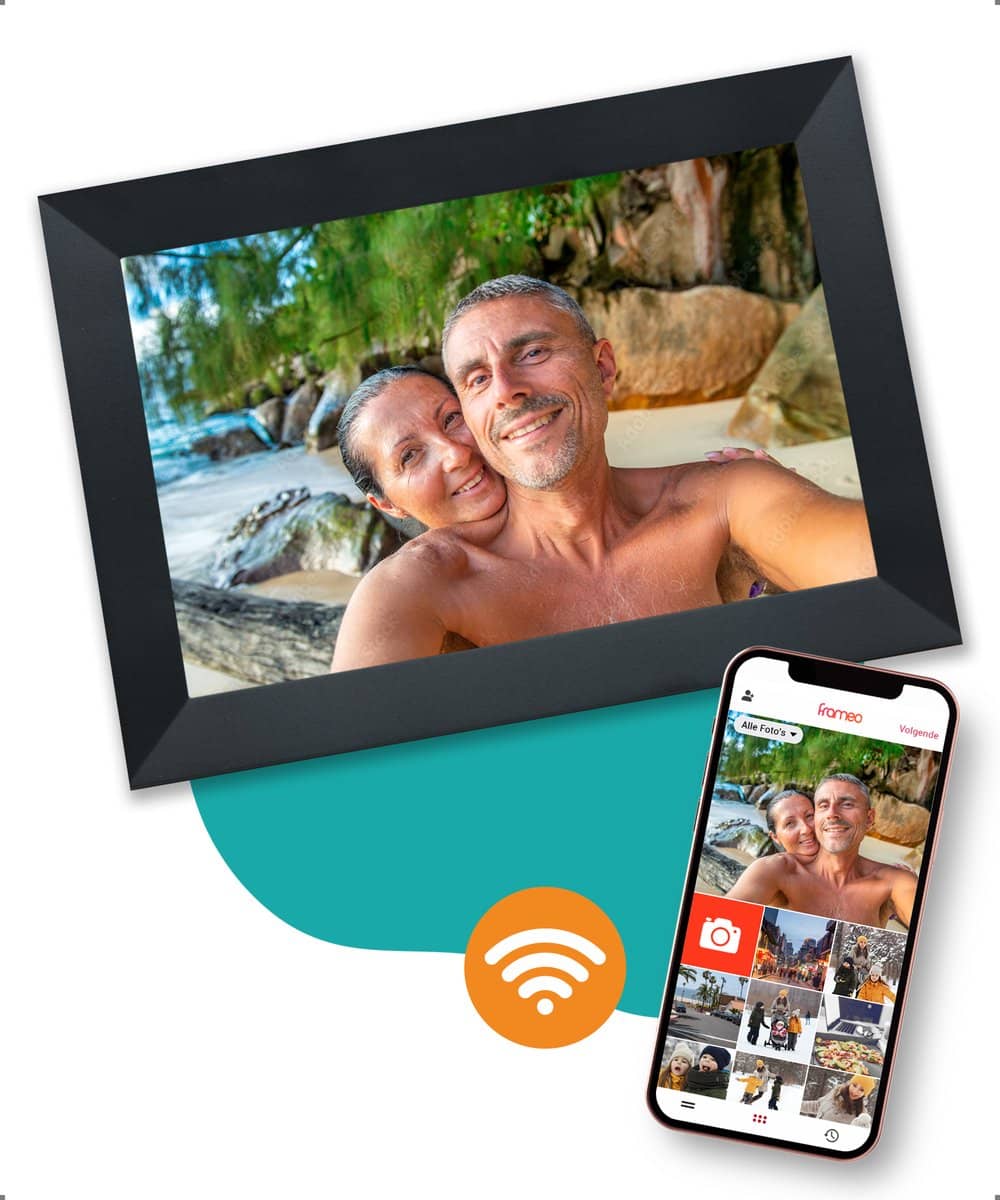 Digitale fotolijst met WiFi en Frameo App . Bediening via app