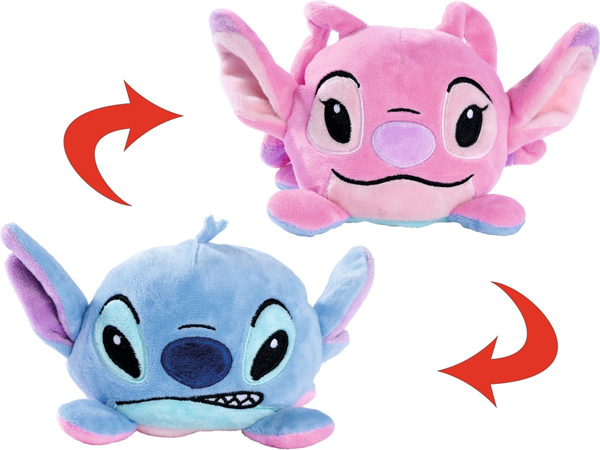 Disney – Lilo &amp; Stitch – Stitch &amp; Angel Omkeerbaar 8cm . Omkeerbare Stitch knuffel