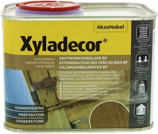 Xyladecor Houtwormverdelger BP 0.50 L. Aanbrengen met de roller