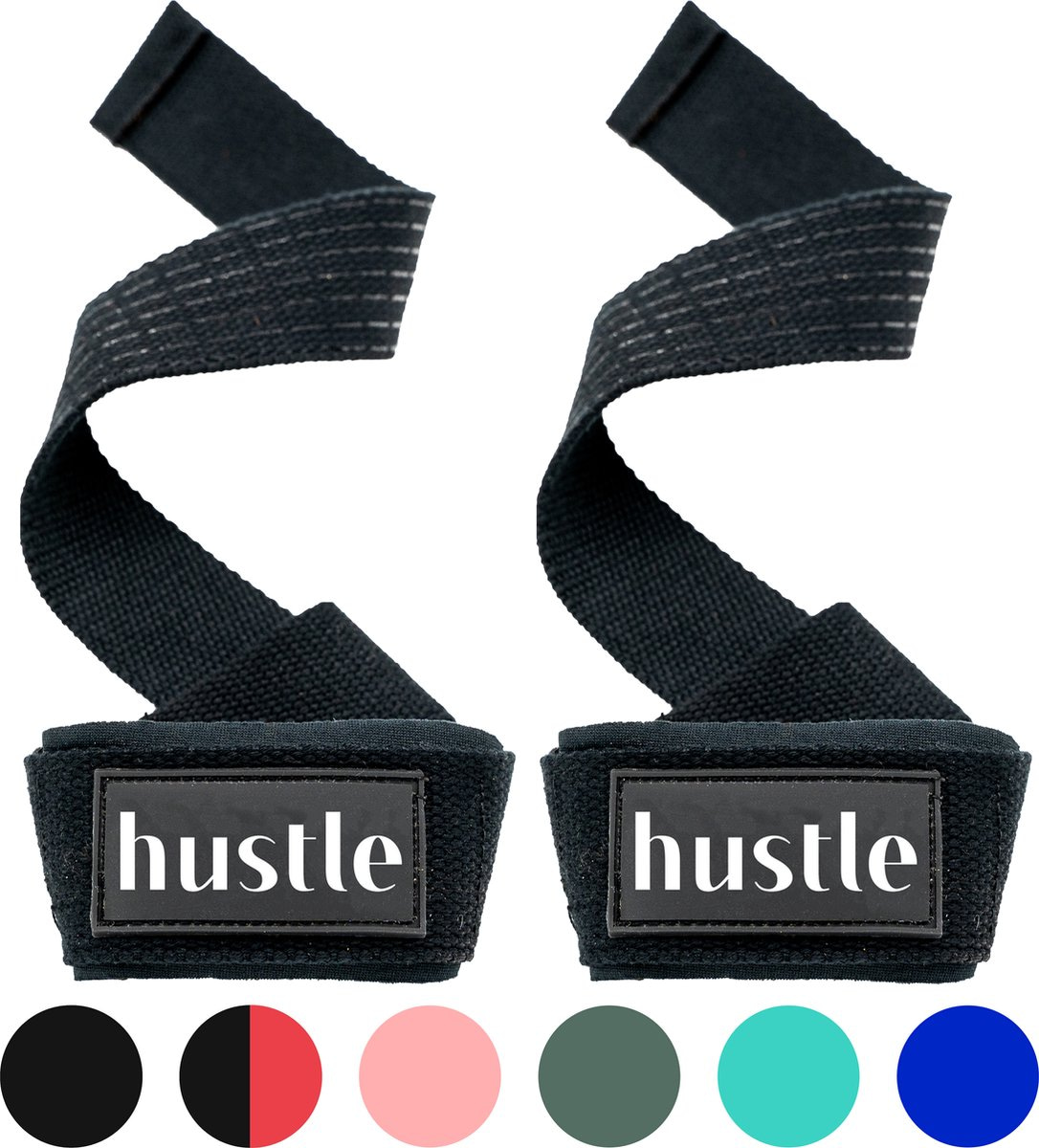 hustle – Zwarte Lifting Straps. In meerdere kleuren verkrijgbaar