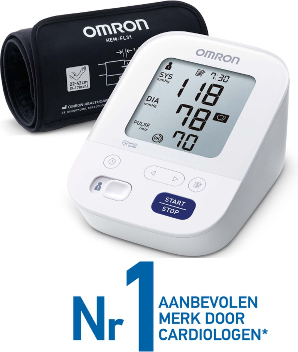 OMRON X3 Comfort – Bovenarm Bloeddrukmeter. Groot en duidelijk beeldscherm